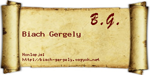 Biach Gergely névjegykártya